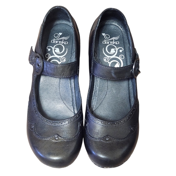 💐Dansko Nevin Mary Jane Pumps Leather Womens Size 41/ 10.5-11 Dark Pewter - Picture 5 of 16